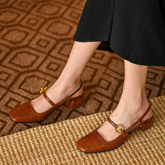 Chic Square Toe Mary Jane Heels by Elizabeth Ainsley