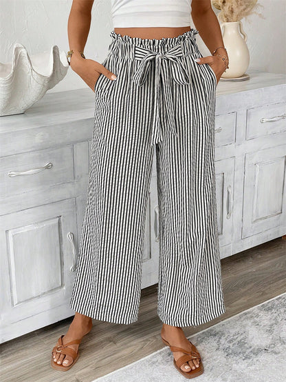 Striped Straight-Leg Pants by Elizabeth Ainsley