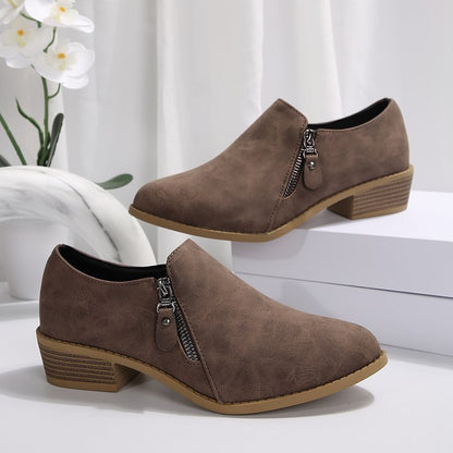 Elizabeth Ainsley Plus Size Side Zipper Square Heel Boots