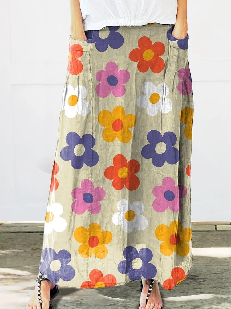 Retro Floral Elizabeth Ainsley Everyday Pocket Skirt