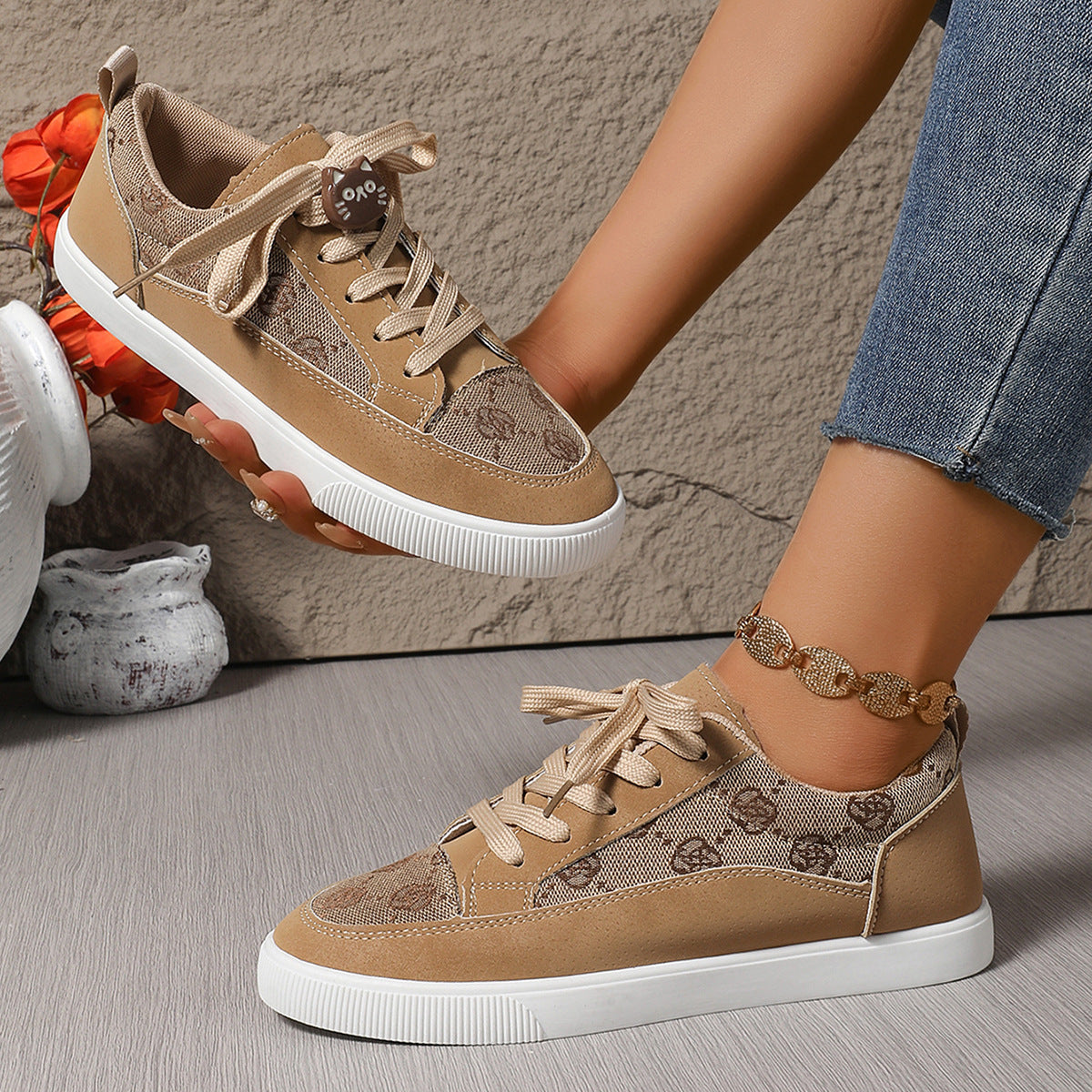 Floral Embroidered Elizabeth Ainsley Casual Sneakers
