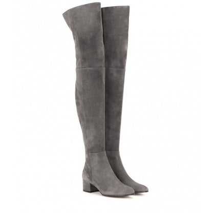 Madlenka | Suede Over-the-Knee Orthopedic Block-Heel Boots