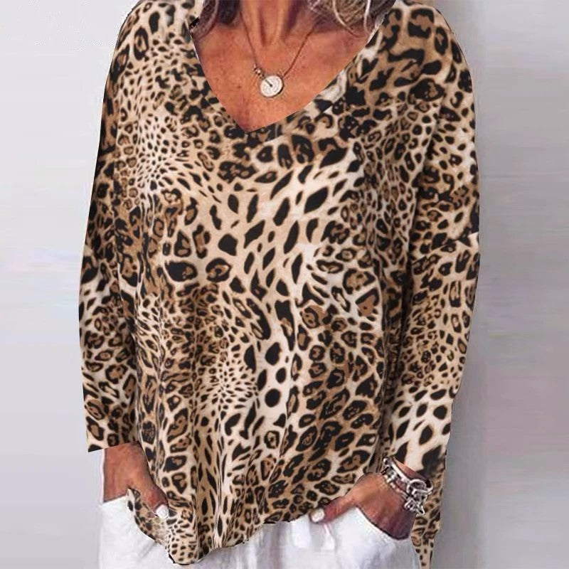 Leopard Print V-Neck Top by Elizabeth Ainsley