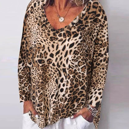 Leopard Print V-Neck Top by Elizabeth Ainsley