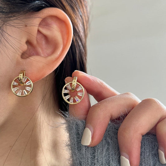 Minimalist Gold Sunburst Drop Earrings