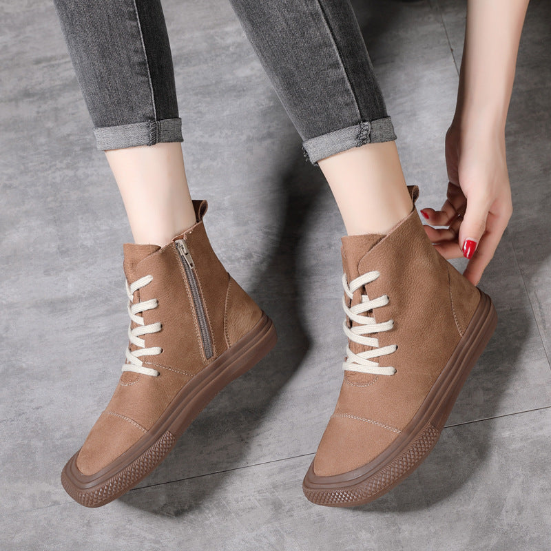 Elizabeth Ainsley Cowhide Casual Shoes - Square Toe Comfort