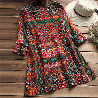 Boho Print Cotton Blouse Elizabeth Ainsley