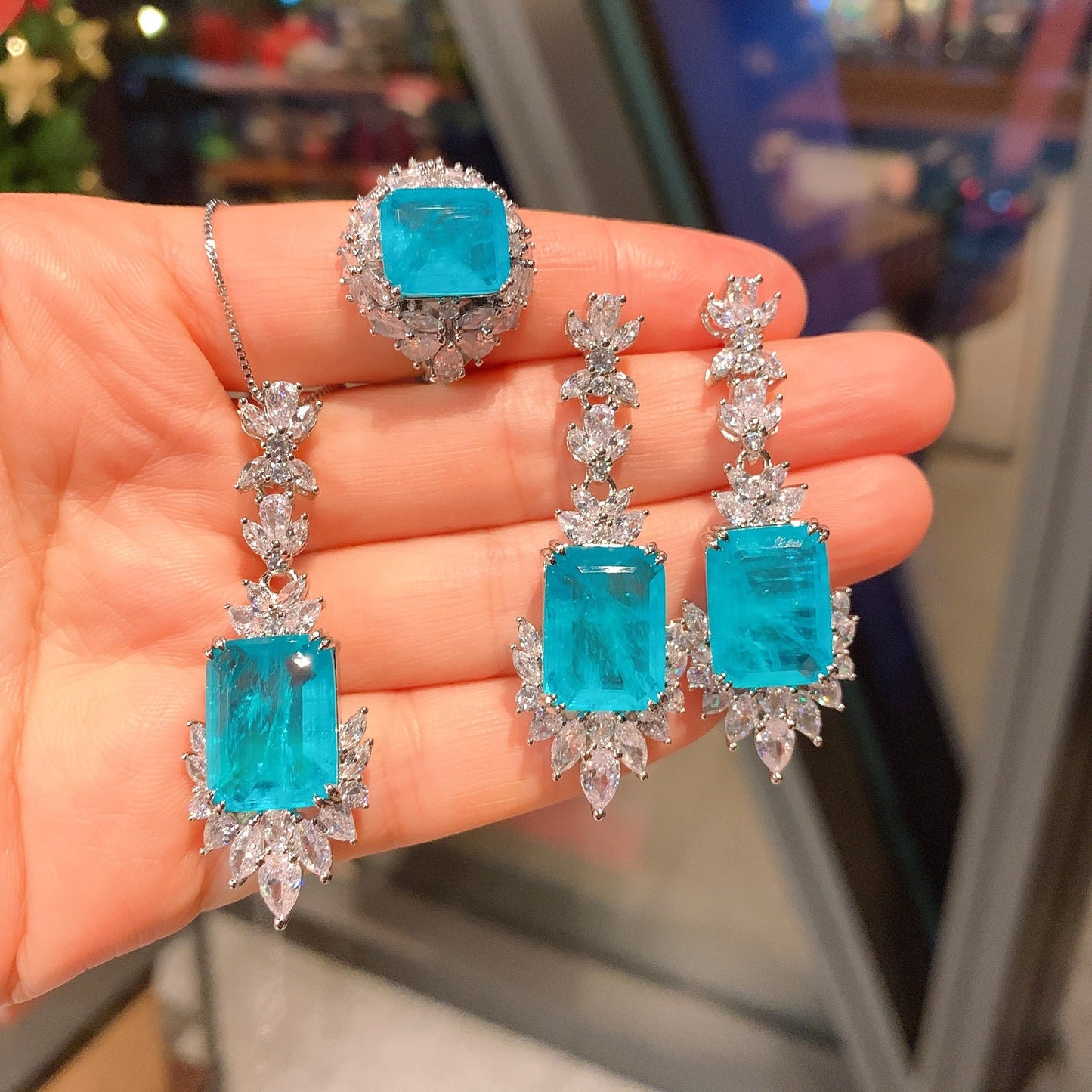 Luxury Blue Crystal Jewelry