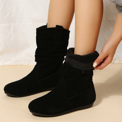 Elizabeth Ainsley Suede Mid-Calf Boots - Winter Warmth