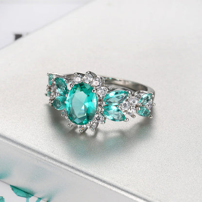 Emerald Aura Vintage Silver Statement Ring