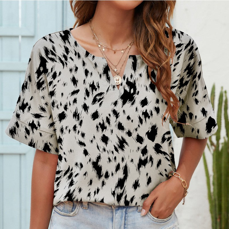 Printed V-Neck Everyday Top by Elizabeth Ainsley