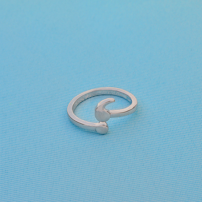 Minimalist Comma Wrap Ring – Adjustable Open Band