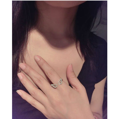 Double Heart Pavé Open Ring