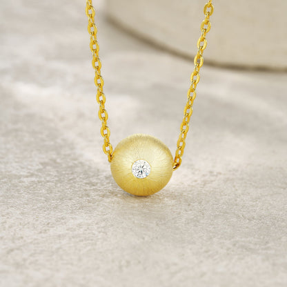 Elegant Necklace with Brushed Pendant & Sparkling Gemstone