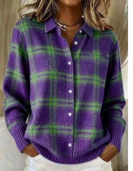 Cozy Stripe Cardigan Blouse by Elizabeth Ainsley