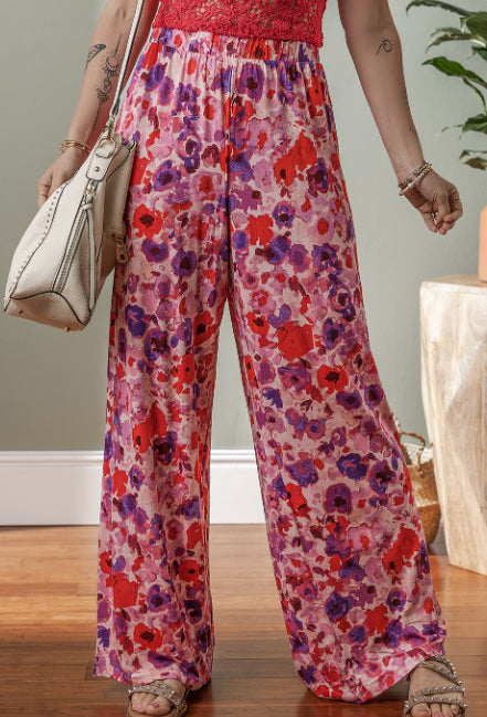 Vibrant Floral High Waist Pants by Elizabeth Ainsley