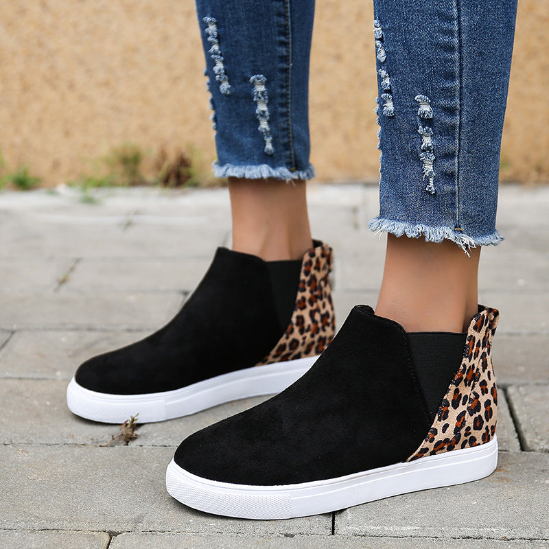 Elizabeth Ainsley Leopard Flats - Elastic V Cutout Comfort