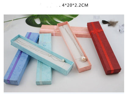 Rectangular Necklace Jewelry Box with Ribbon