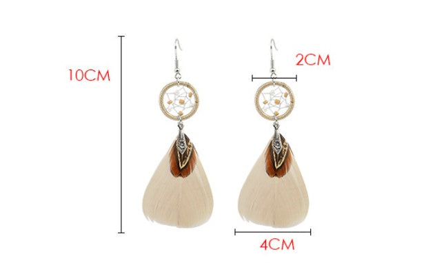 Boho Dreamcatcher Feather Earrings