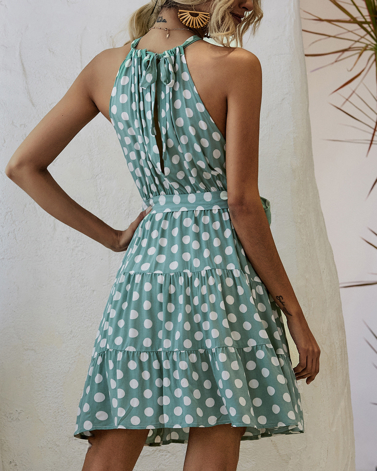 Chic Polka Dot Halter Dress by Elizabeth Ainsley