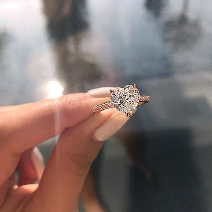 Heart Cut Solitaire Engagement Ring – Pavé Band Brilliance
