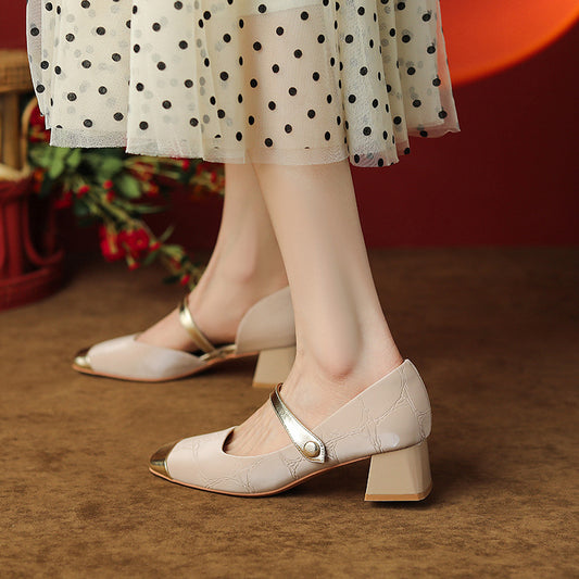 Retro Buckle Elizabeth Ainsley Mid Heel High Heels