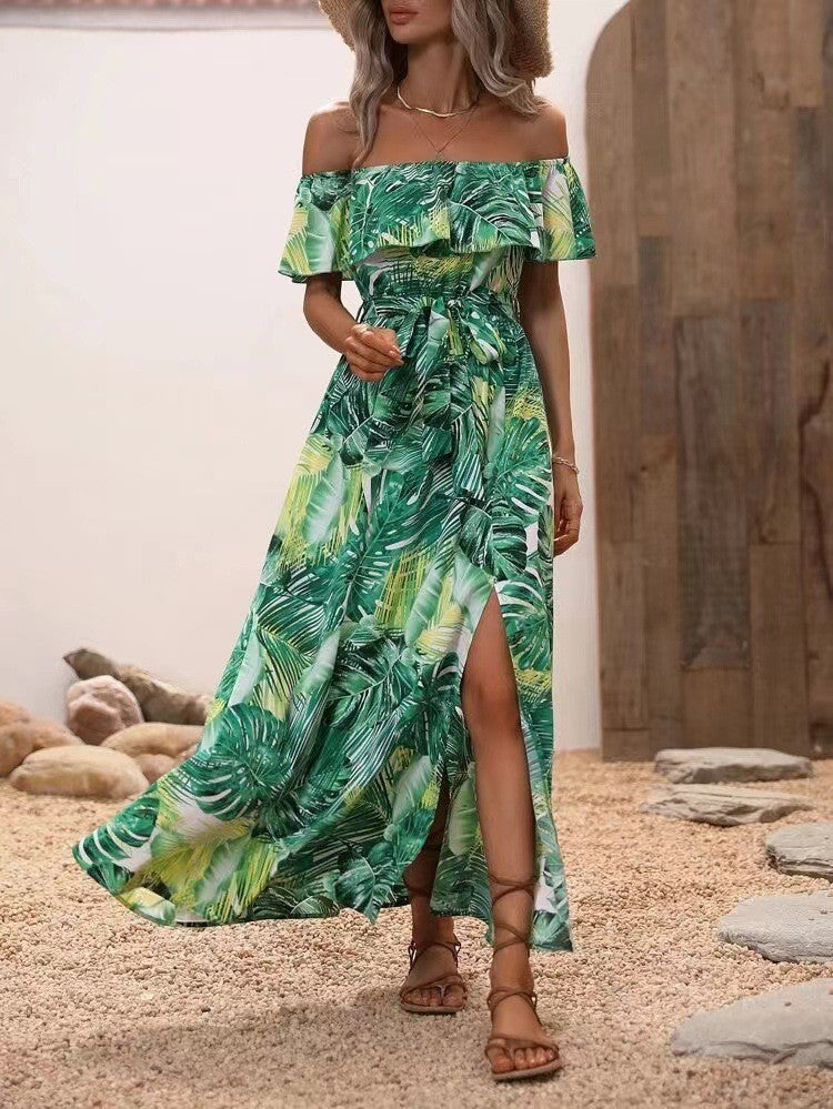 Elegant Elizabeth Ainsley Ruffled Floral Maxi Dress