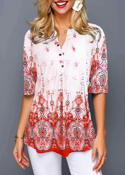 Boho Print Elizabeth Ainsley Comfortable Everyday Shirt