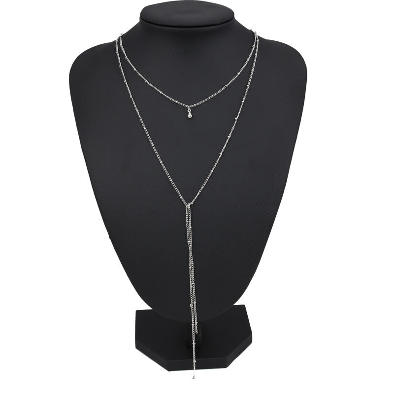 Minimalist Layered Y-Necklace with Delicate Bead Details