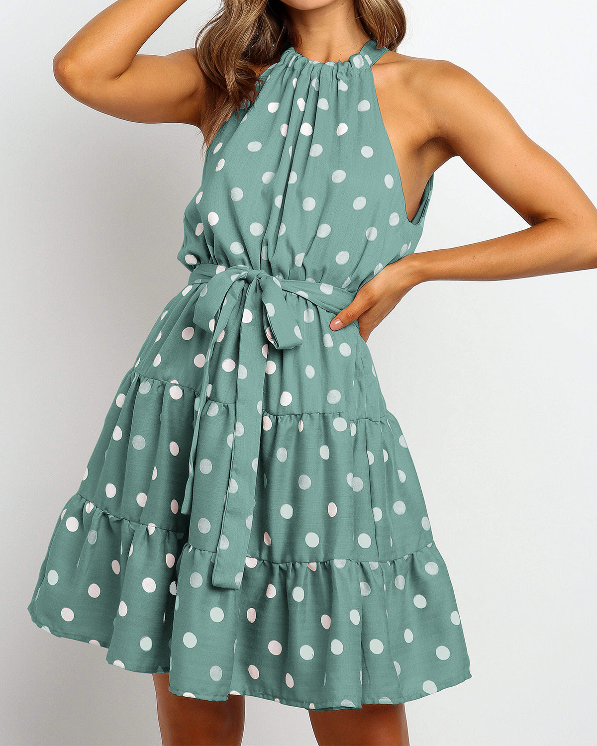 Chic Polka Dot Halter Dress by Elizabeth Ainsley