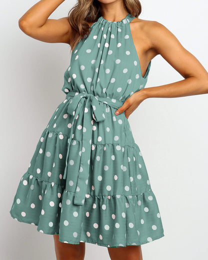 Chic Polka Dot Halter Dress by Elizabeth Ainsley