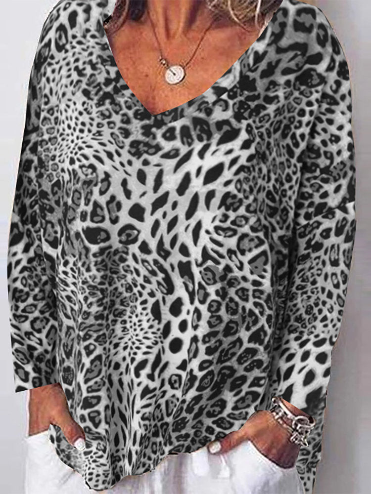 Leopard Print V-Neck Top by Elizabeth Ainsley