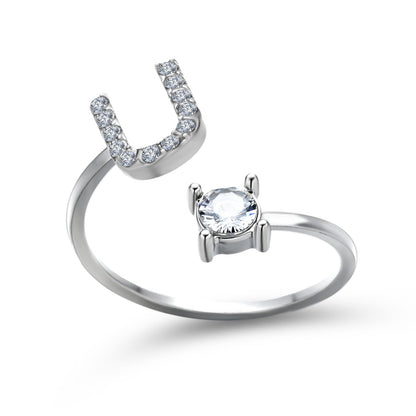 Personalized Diamond Initial Ring