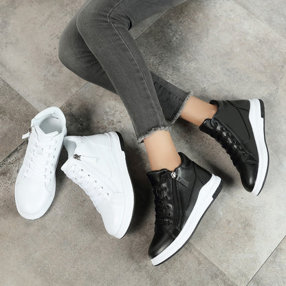 Sleek Leather Sneakers Elizabeth Ainsley Board Shoes