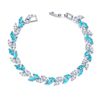Leaf-Link Bracelet with Flowing Gem Detail