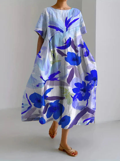 Artful Floral Elizabeth Ainsley Summer Midi Dress