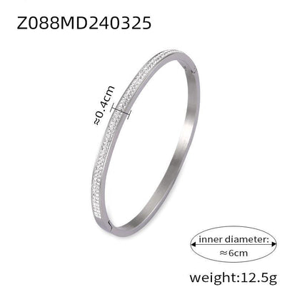 Engraved Bangle Bracelet with Refined Detail Accents