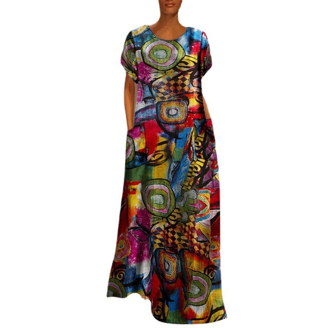 Vibrant Print Elizabeth Ainsley Swing Maxi Dress