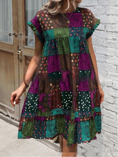 Boho Patchwork Elizabeth Ainsley Summer Midi Dress