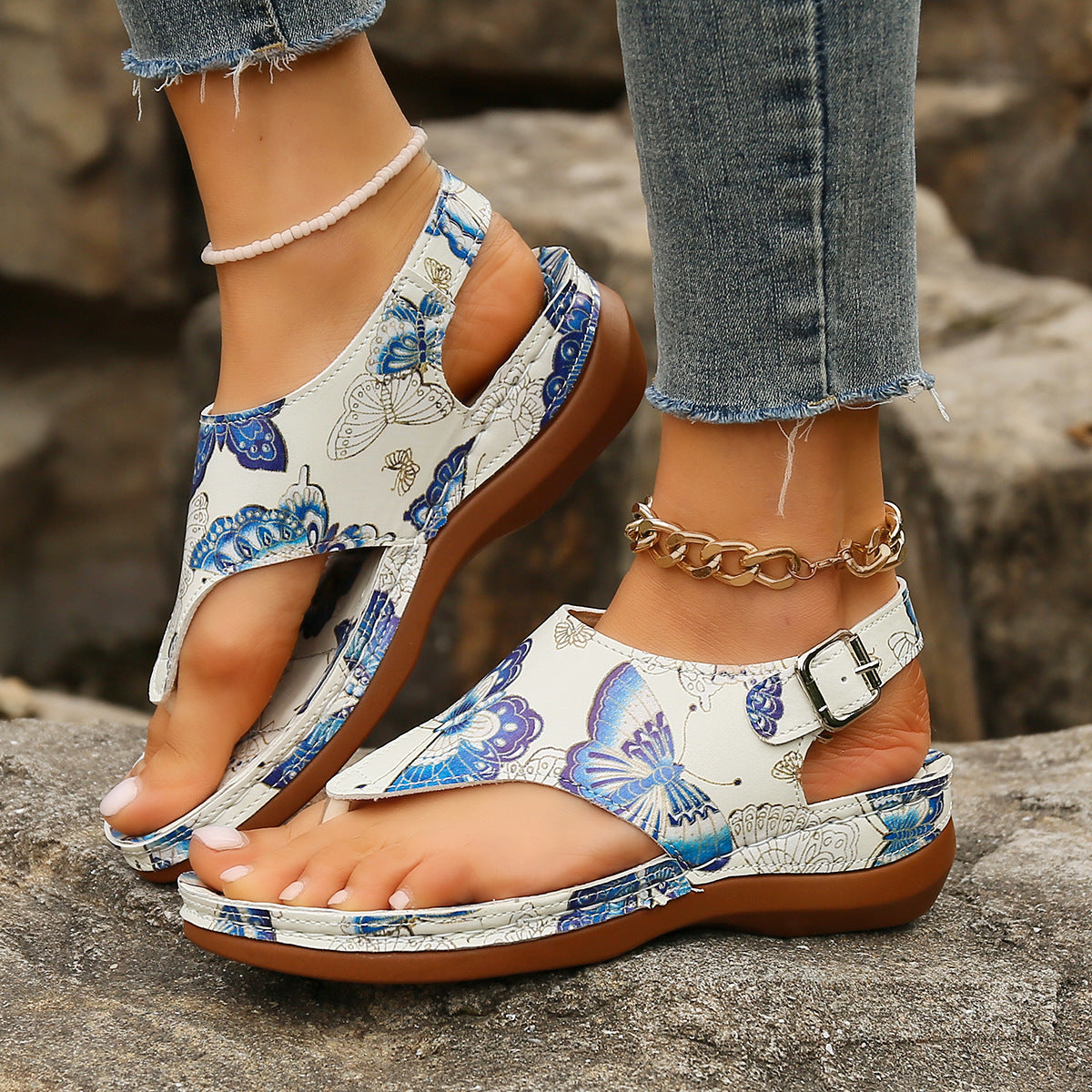 Floral Wedge Sandals by Elizabeth Ainsley