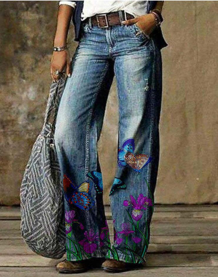Artistic Floral Wide Leg Pants by Elizabeth Ainsley