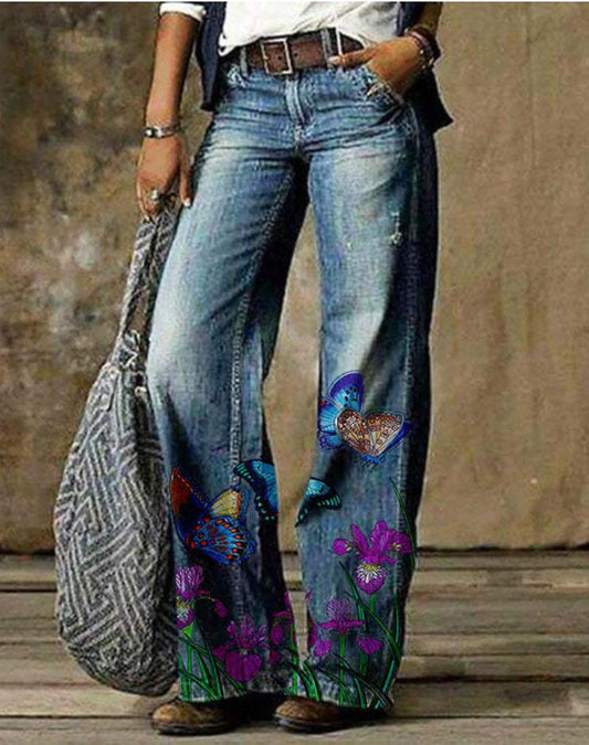 Artistic Floral Wide Leg Pants by Elizabeth Ainsley