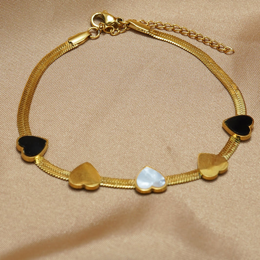 Heart Charm Necklace & Matching Bracelet Set