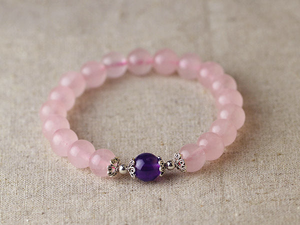 Natural Stone Bead Bracelet with Central Accent Detail
