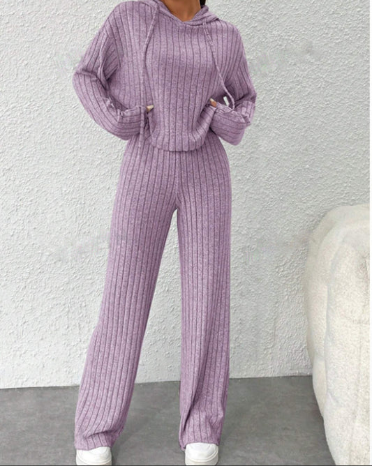 Cozy Striped Elizabeth Ainsley Hoodie Lounge Set