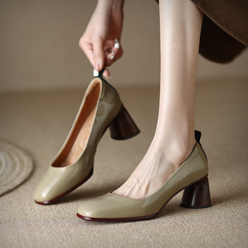 Elegant Leather Chunky Heels by Elizabeth Ainsley