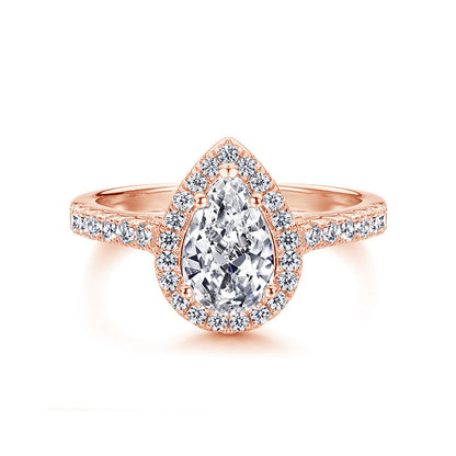Pear Halo Solitaire Engagement Ring