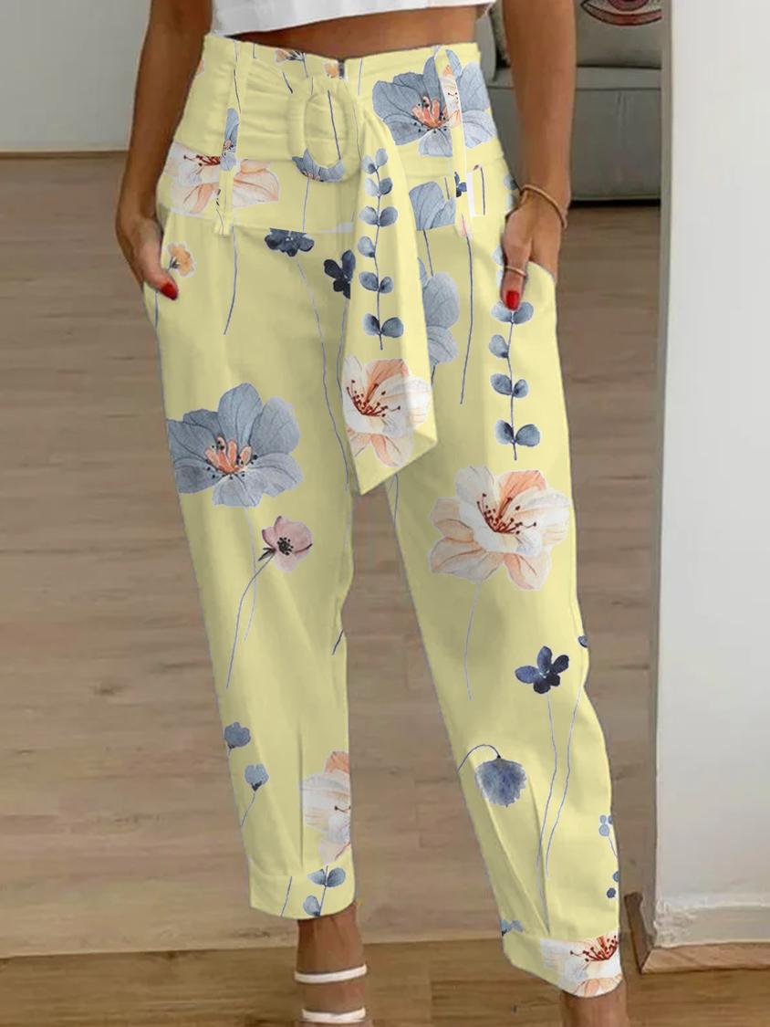 Floral Linen Cropped Pants Elizabeth Ainsley Women’s