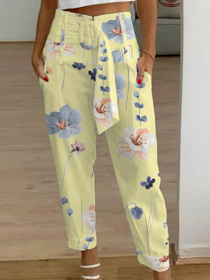 Floral Linen Cropped Pants Elizabeth Ainsley Women’s