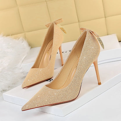 Elegant Gold Stiletto Heels by Elizabeth Ainsley